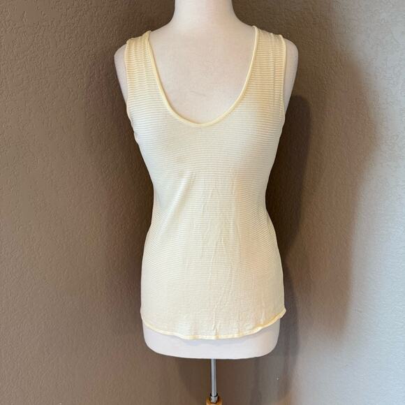 Escada Light Yellow/Cream Ribbed Tank Top - Picture 1 of 4